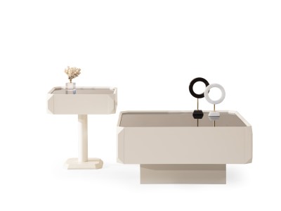 605 - 305 Cream Black Glass Set Of 2