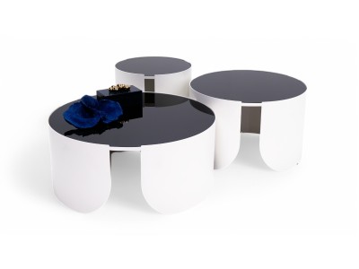 888 Moonstone Black Glass Set Of 3