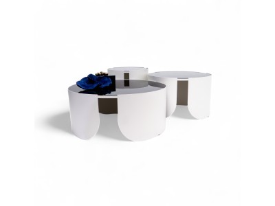 888 Moonstone Black Glass Set Of 3