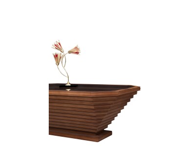 128 - 318 Walnut Clear Glass Set Of 2