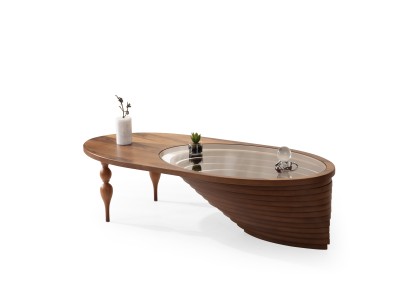 033 Walnut Tempered Glass