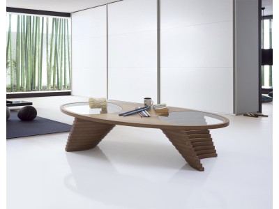 139 - 313 Walnut Clear Glass Set Of 2