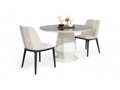 095 Moonstone Black Glass Dining Table