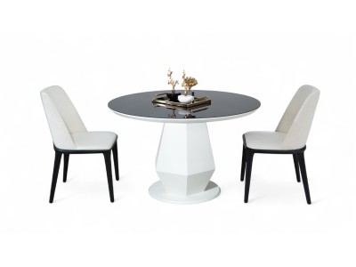 095 Moonstone Black Glass Dining Table