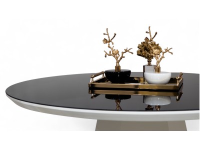 095 Moonstone Black Glass Dining Table