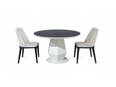 095 Moonstone Black Glass Dining Table